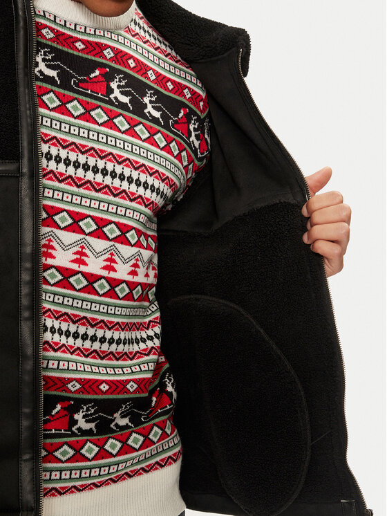 Brave Soul Brave Soul Яке от имитация на кожа MJK-SALTBLACK Черен Regular Fit