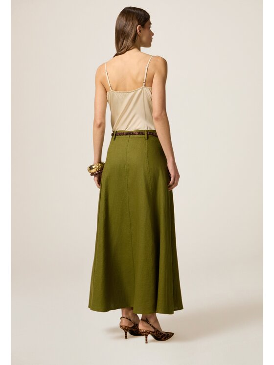 Oltre Oltre Spódnica maxi 1156R001512N035 Zielony A-Line Fit