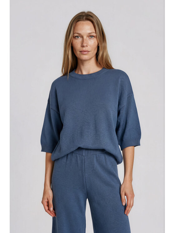 Fobya Fobya Bluzka F3013 Granatowy Basic Fit