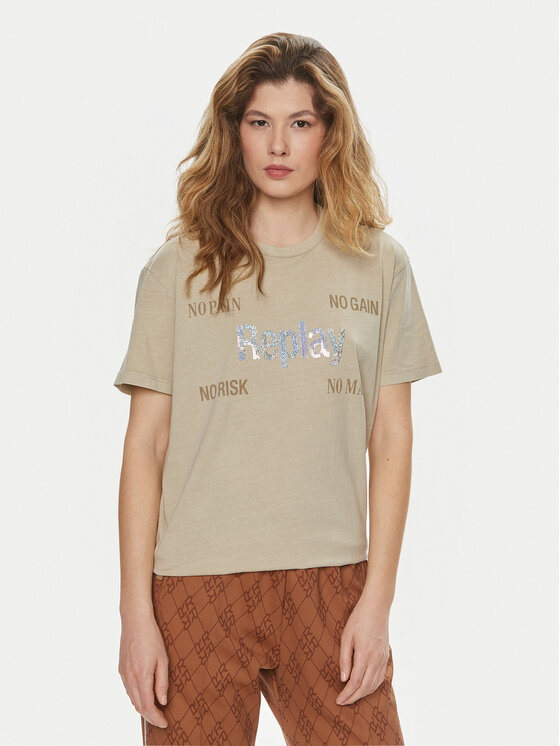 REPLAY Replay Тишърт W3072A.000.22658M Бежов Regular Fit