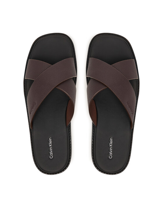 Calvin Klein Calvin Klein Чехли Sq Molded Sandal Xcross Lth HM0HM02235 Кафяв