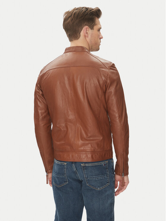 Serge Pariente Serge Pariente Lederjacke Tonic Braun Slim Fit