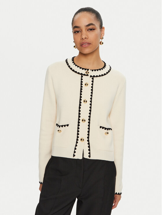 Luisa Spagnoli Luisa Spagnoli Pletena jopica Megaduca 58398 Écru Slim Fit