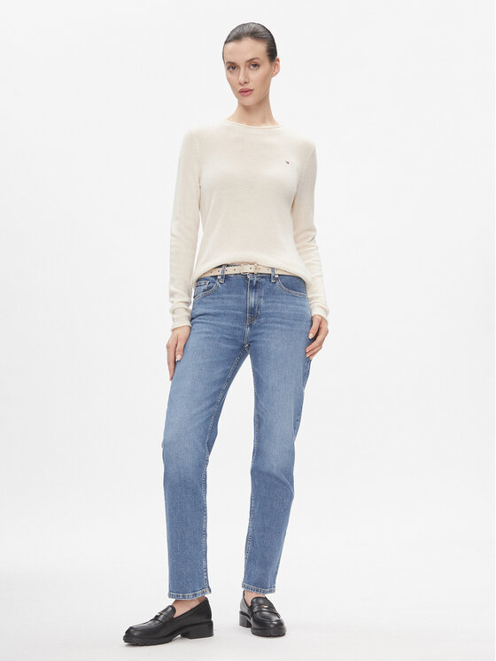 Tommy Hilfiger Tommy Hilfiger Sweter Soft Wool C-Nk Sweater WW0WW40264 Żółty Regular Fit