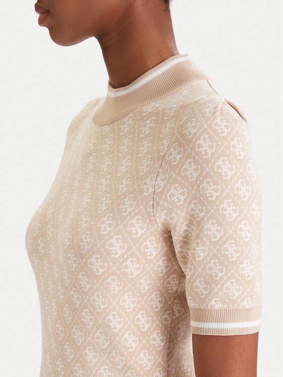 Guess Guess Kötött ruha W3YK39 Z37K0 Bézs Slim Fit