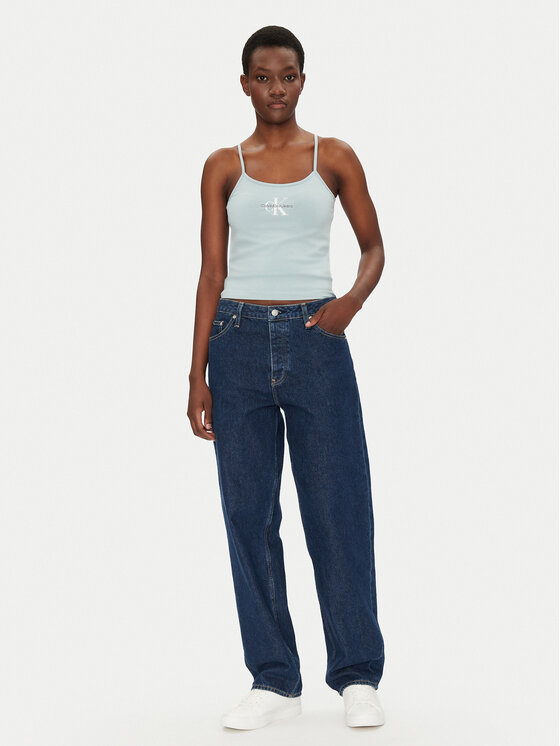 Calvin Klein Jeans Calvin Klein Jeans Top Monologo J20J223105 Plava Slim Fit
