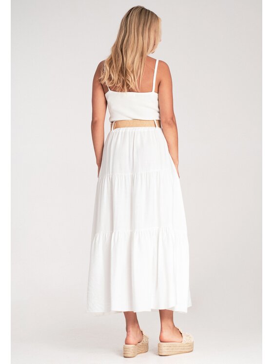 FIGL FIGL Maxi sukňa M1222 Biela Straight Fit