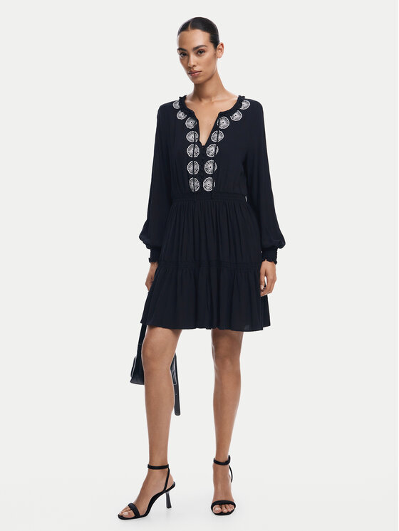 Desigual Desigual Každodenní šaty Jacksonville 24WWVW64 Černá Regular Fit