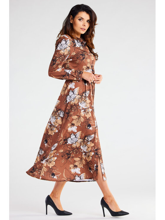 Awama Awama Vestito chemisier A467 Marrone Basic Fit