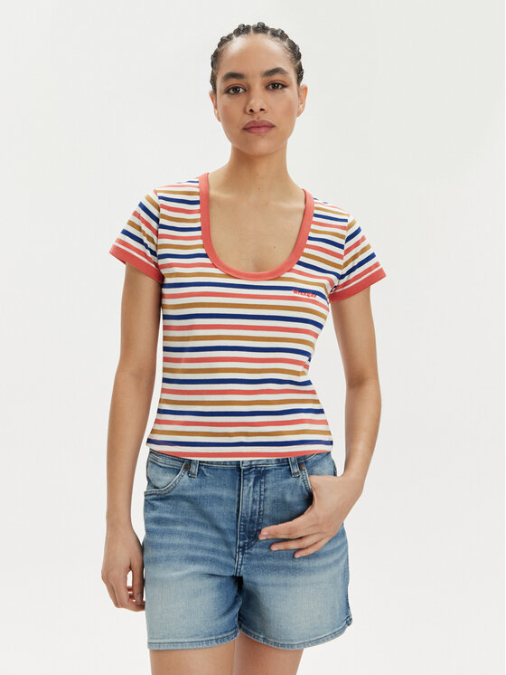 Wrangler Tricou Ringer 112350310 Colorat Slim Fit