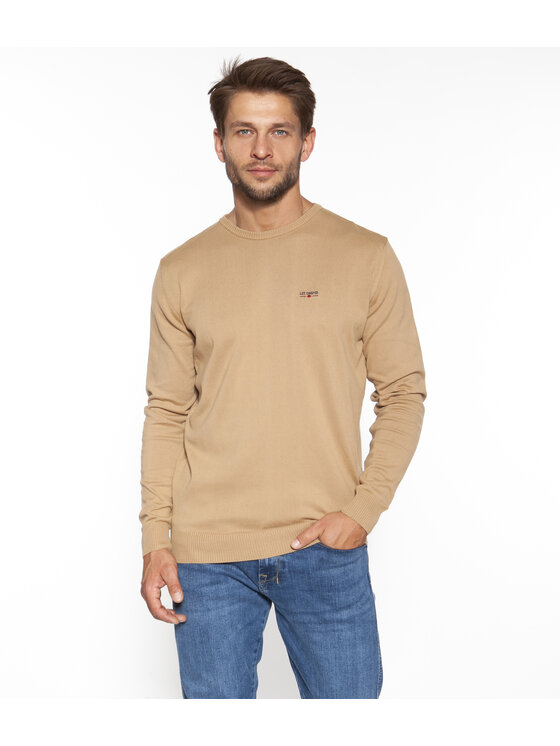 Lee Cooper Lee Cooper Sweter ANDY Beżowy Regular Fit