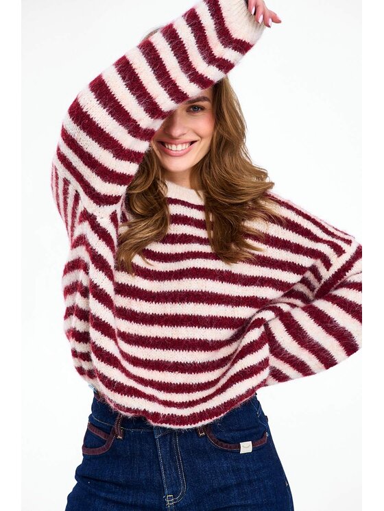 NAOKO NAOKO Sweter Frosted Wine Bordowy Regular Fit