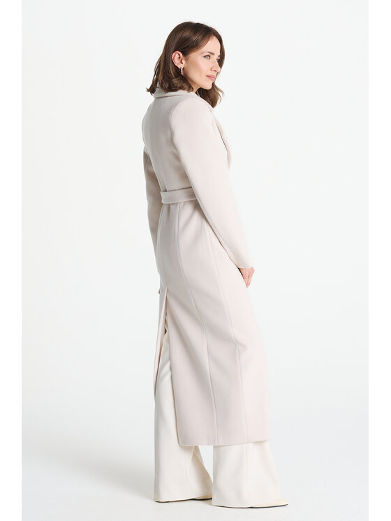 Salme Salme Płaszcz wełniany Valencia maxi Biały Regular Fit