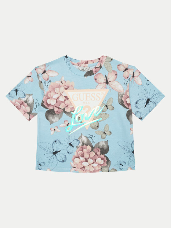 Guess Guess Tricou J5RI05 K6YW4 Albastru celest Boxy Fit