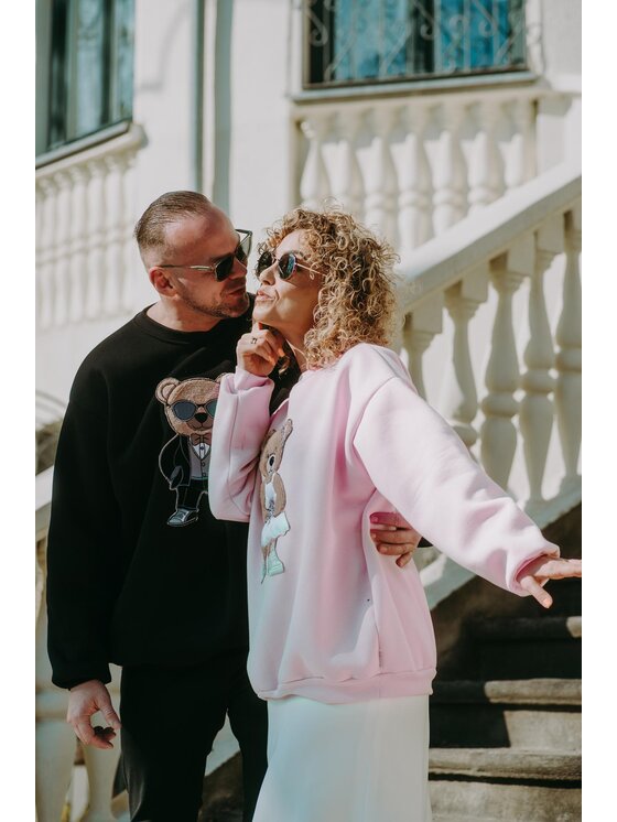 Bejbi Story Bejbi Story Bluza Bluza oversize Mr. & Mrs. Teddy Różowy Oversize