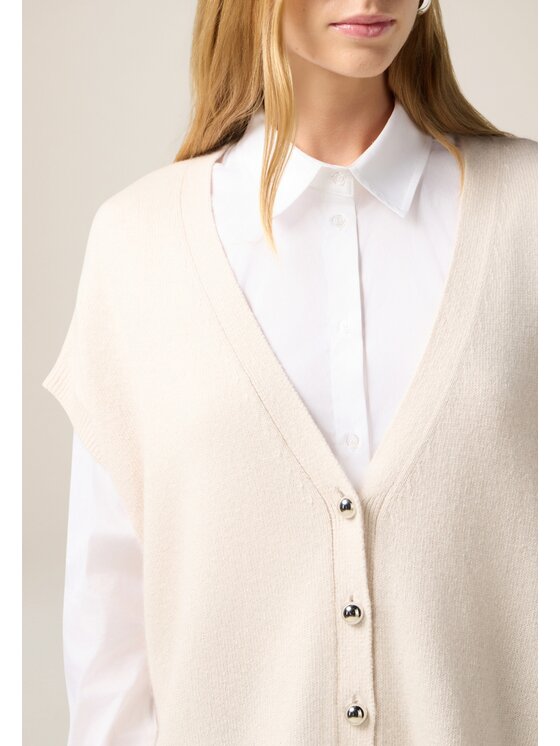 Oltre Oltre Cardigan M510E001887N002 Écru Baggy Fit