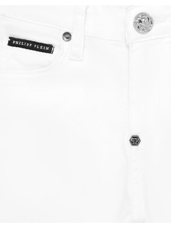 PHILIPP PLEIN PHILIPP PLEIN Szorty jeansowe 28123 Biały Basic Fit
