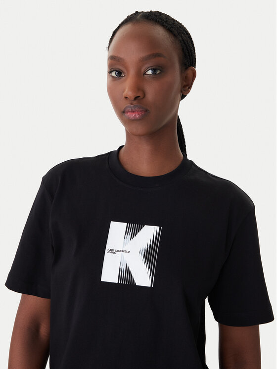 Karl Lagerfeld Jeans Karl Lagerfeld Jeans Tricou B1W17055 Negru Relaxed Fit
