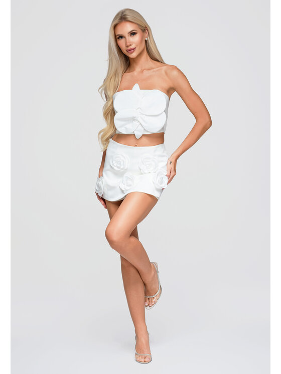 Ombre Ombre Spódnica mini OW-GL-E0018 Biały Slim Fit