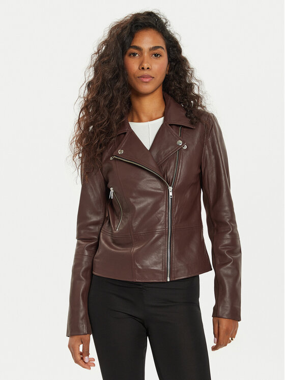 YAS YAS Giacca di pelle Sophie 26018510 Marrone Regular Fit