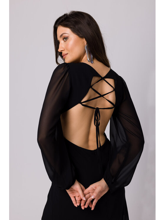 Makover Makover Sukienka codzienna K166 Czarny Regular Fit