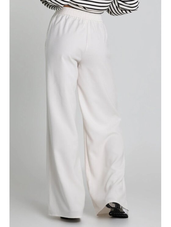 Chiara Wear Chiara Wear Spodnie materiałowe Spodnie PALLAZO damskie Écru Relaxed Fit