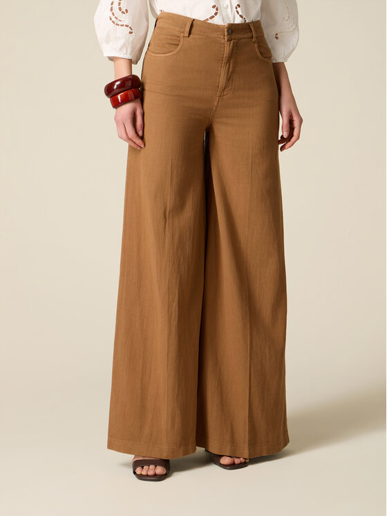 Oltre Oltre Spodnie materiałowe P016R008951N022 Brązowy Baggy Fit