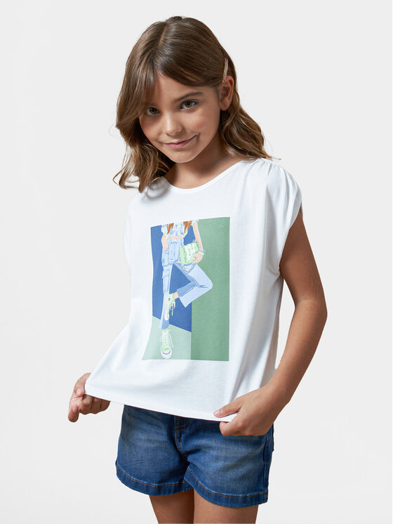 Mayoral Mayoral Μπλουζάκι 6011 Λευκό Regular Fit