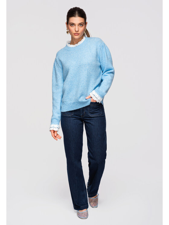 Ombre Ombre Sweter OW-SWSW-0105 Niebieski Regular Fit