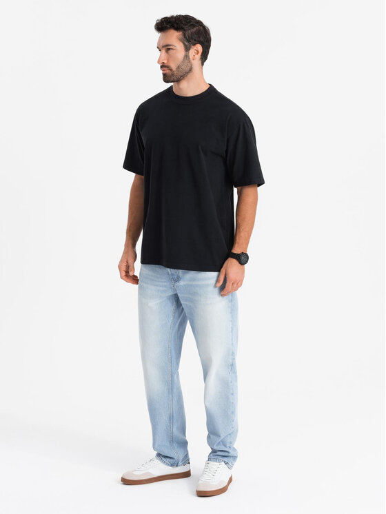 Ombre Ombre T-Shirt OM-TSBC-0234 Czarny Loose Fit
