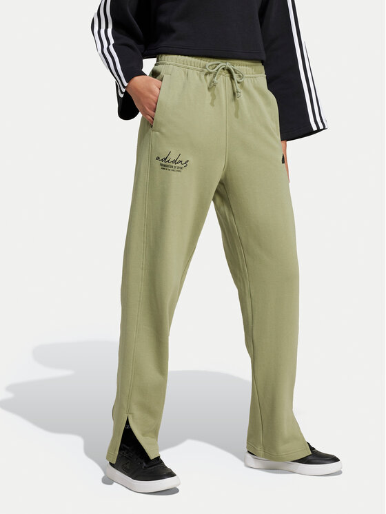 adidas adidas Spodnie dresowe Signature Graphic JI6524 Zielony Loose Fit