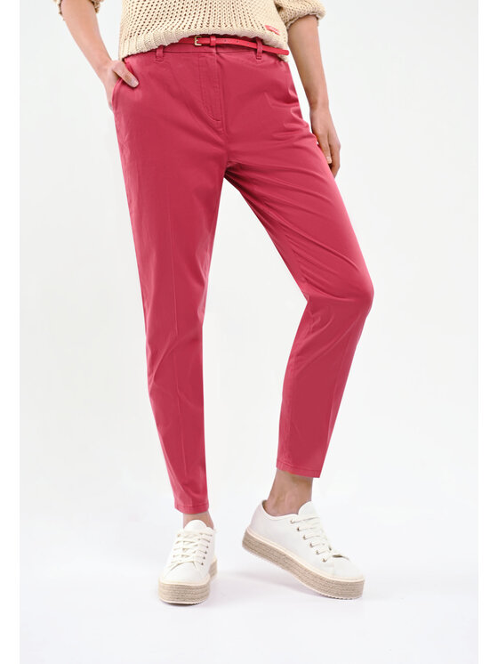 Volcano Volcano Spodnie materiałowe R-MIRA Różowy Slim Fit