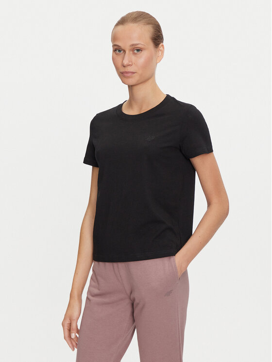 4F Tričko 4FWAW24TTSHF1650 Čierna Regular Fit