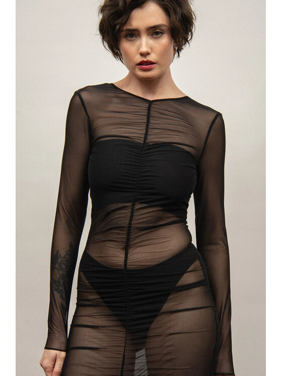 Nudyess Nudyess Sukienka wieczorowa Naked z siateczki Czarny Fitted Fit