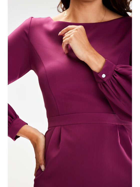 Awama Awama Večerní šaty A597 Fialová Basic Fit