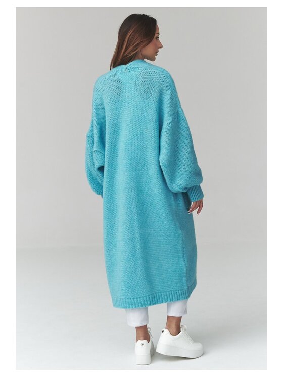 Makadamia Makadamia Sweter S172 Turkusowy Loose Fit