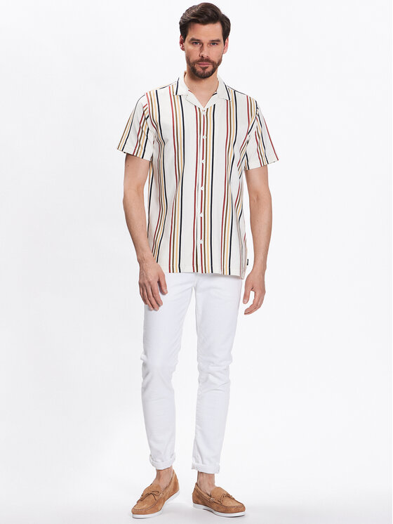 INDICODE INDICODE Koszula Mulle 20-350 Écru Regular Fit