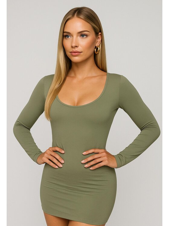 Nudyess Nudyess Vestito di maglia Verve mini Cachi Fitted Fit