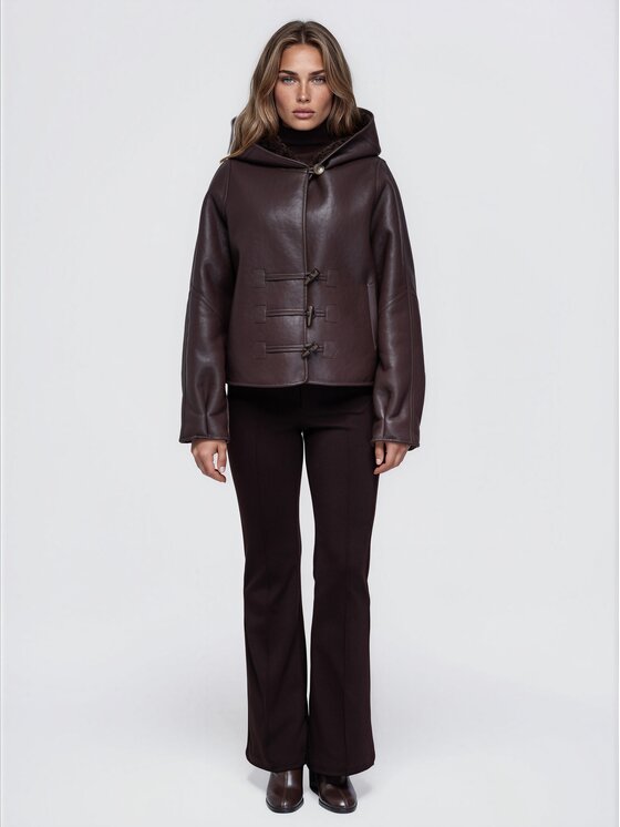 Ombre Ombre Płaszcz zimowy OW-CT-E0034 Brązowy Relaxed Fit