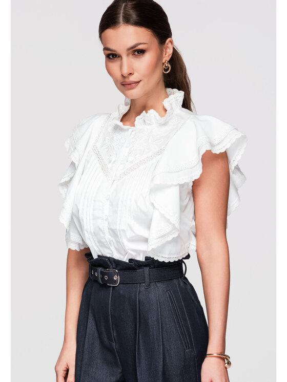 Ombre Ombre Koszula OW-SH-E0004 Biały Loose Fit
