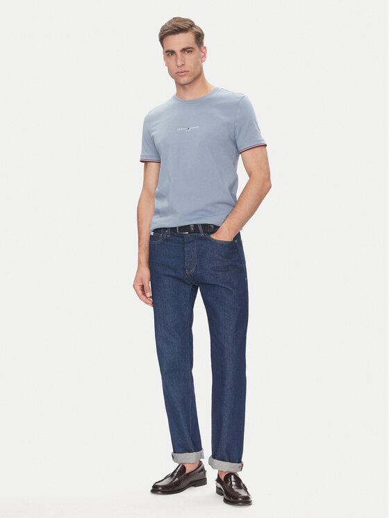 Tommy Hilfiger Tommy Hilfiger T-Shirt Logo MW0MW32584 Błękitny Regular Fit