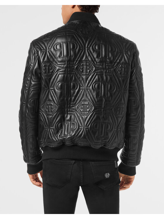 PHILIPP PLEIN PHILIPP PLEIN Kurtka skórzana 26041 Czarny Regular Fit