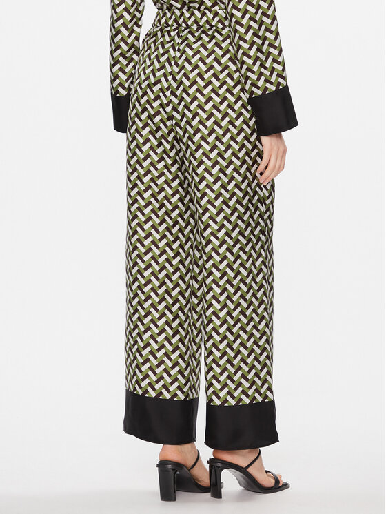 Max Mara Leisure Max Mara Leisure Hlače iz tkanine Sesamo 2416131017650 Zelena Relaxed Fit