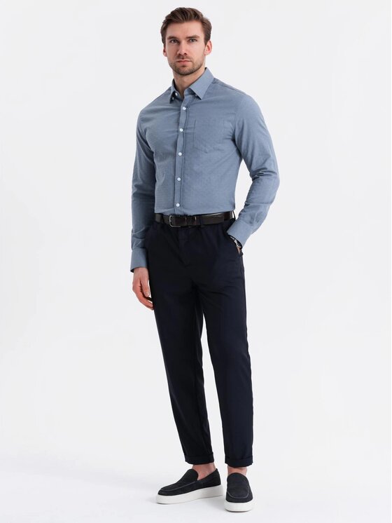 Ombre Ombre Košile OM-SHCS-0174 Modrá Regular Fit
