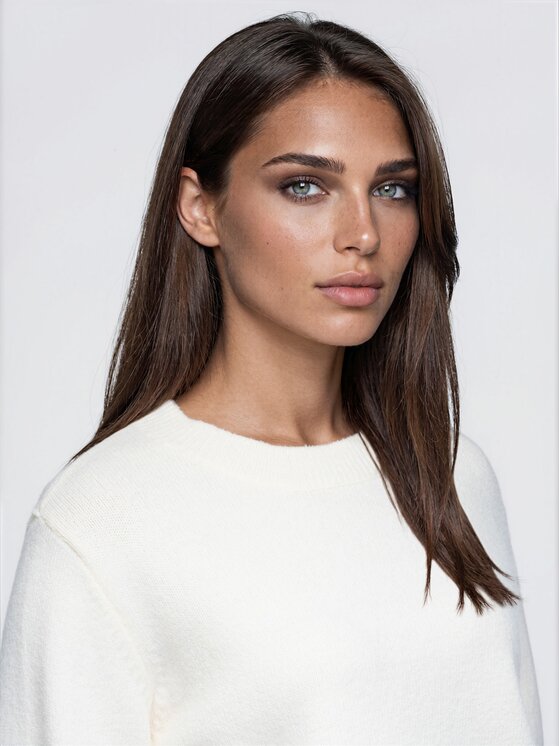Ombre Ombre Sweter OW-SW-E0070 Beżowy jasny Relaxed Fit