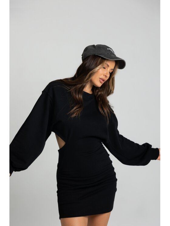 Chiara Wear Chiara Wear Sukienka dzianinowa BACKLESS Czarny Regular Fit