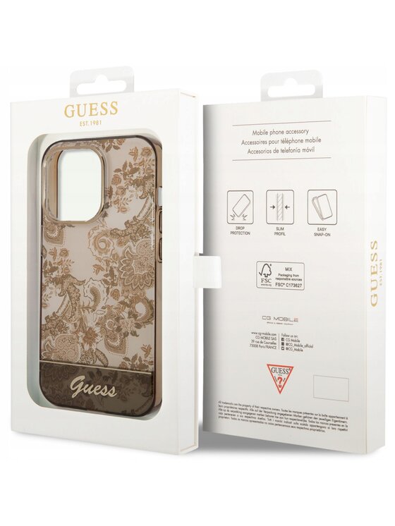 Guess Guess Etui na telefon Porcelain Brązowy