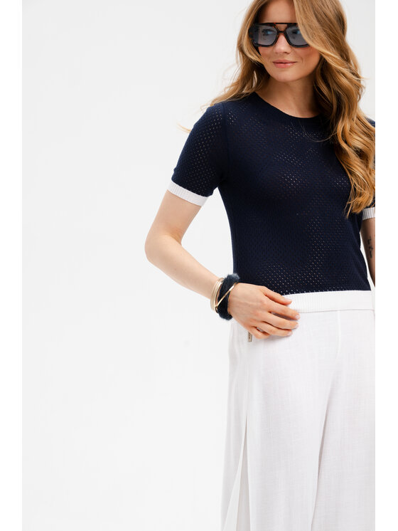 blue shadow blue shadow Bluzka Motia Niebieski Regular Fit