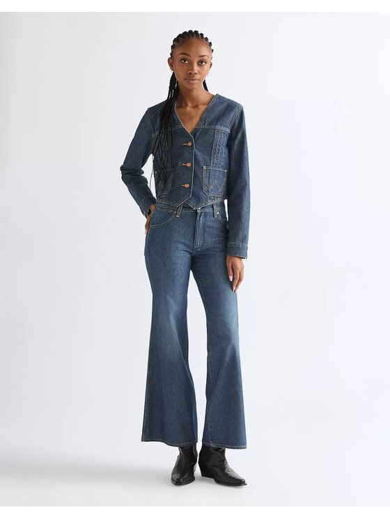 Wrangler Wrangler Jeansy 70S FLARE Niebieski Wide Leg