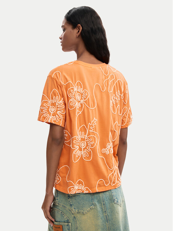 Desigual Desigual T-shirt Genova 26SWTK48 Arancione Regular Fit